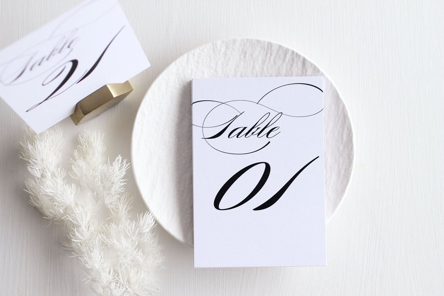 Belle Script Small Table Number Cards