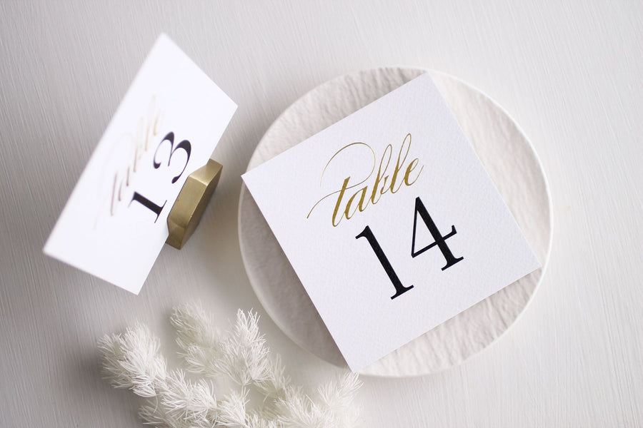 Belle Gold Foiled and Black Printed Table Number Cards