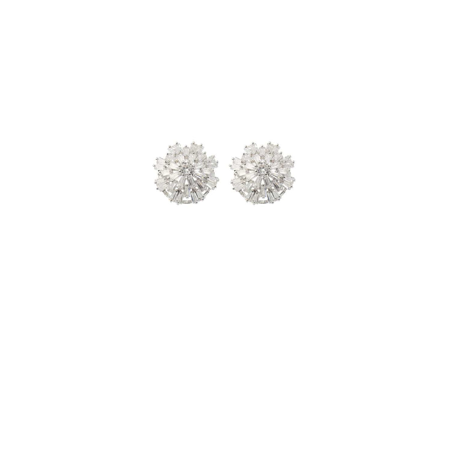 CHARLOTTE - Crystal stud wedding earrings - Silver