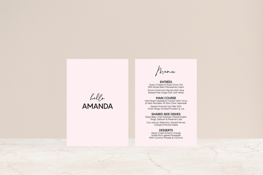Iva Double Sided Menu & Place Card