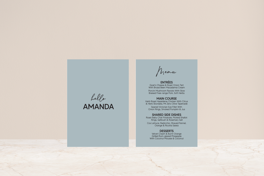 Iva Double Sided Menu & Place Card