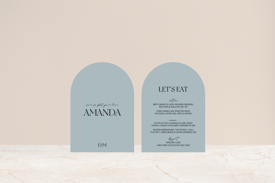 Amata Double Sided Menu & Place Card