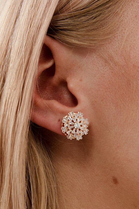 CHARLOTTE - Crystal stud wedding earrings - Rose Gold