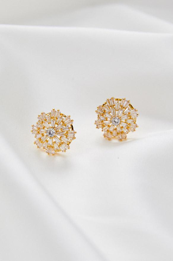 CHARLOTTE - Crystal stud wedding earrings - Gold