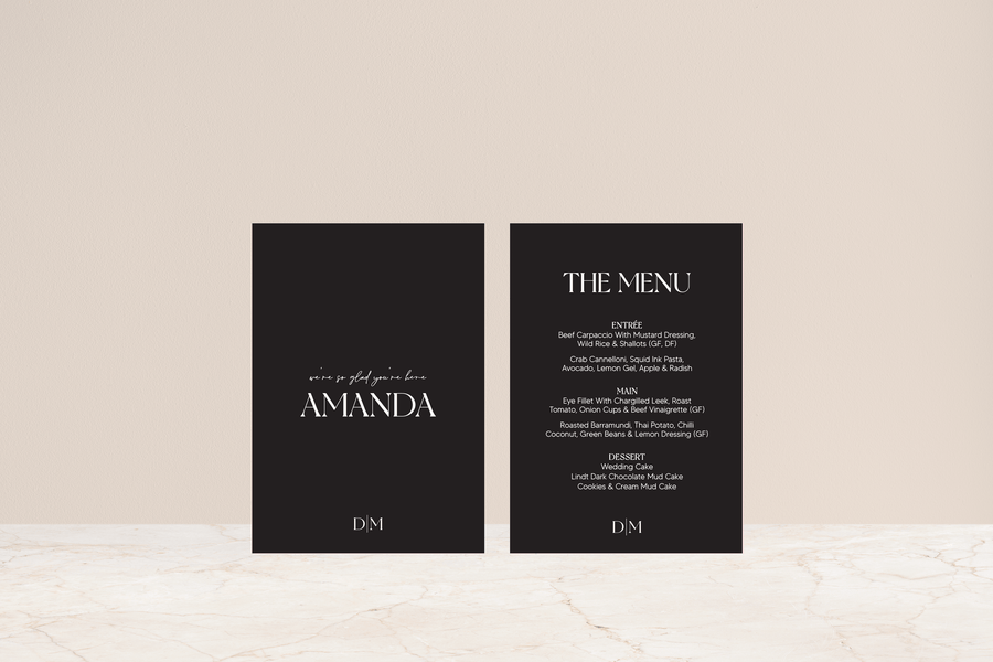 Olsen Double Sided Menu & Place Card