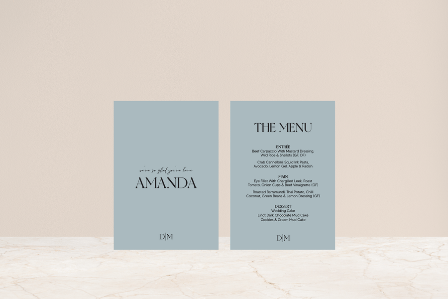 Olsen Double Sided Menu & Place Card