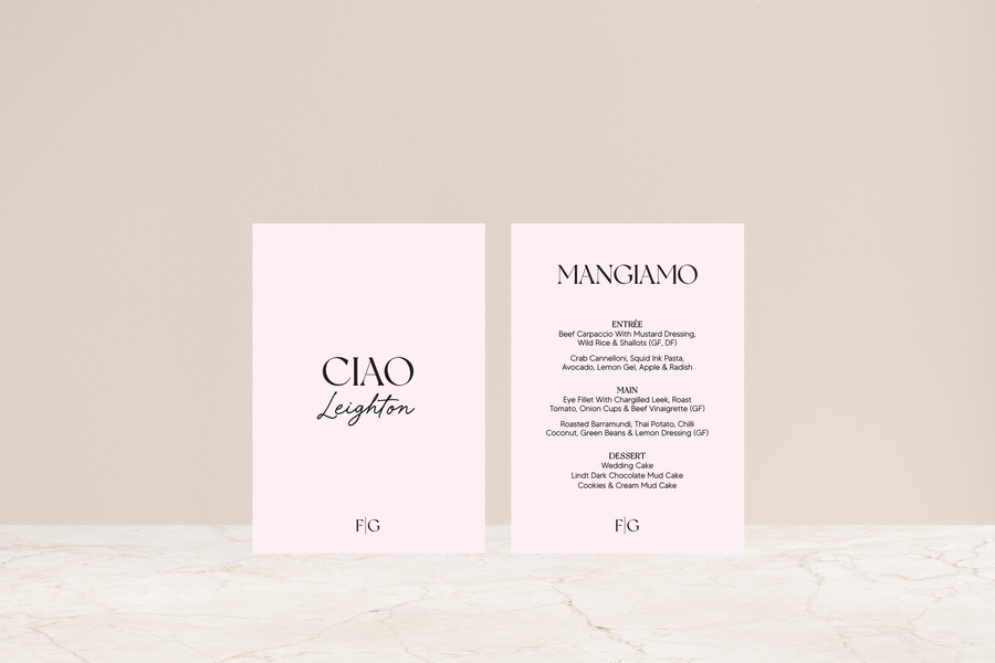 Roman Double Sided Menu & Place Card