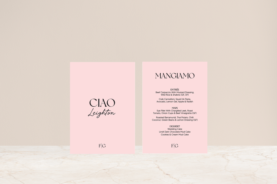 Roman Double Sided Menu & Place Card
