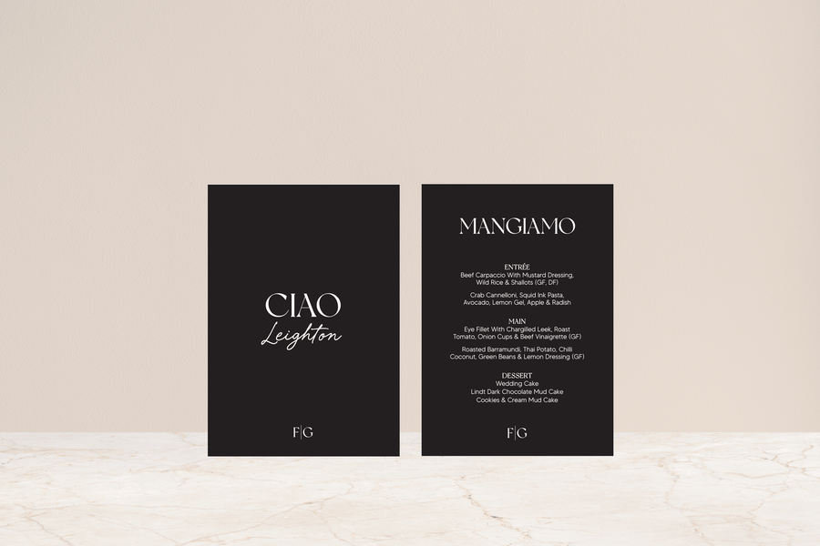 Roman Double Sided Menu & Place Card