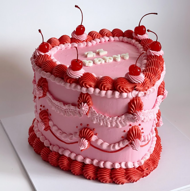 Vintage Love Heart Wedding Cake