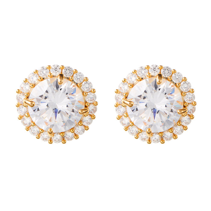 INDRA - CRYSTAL STATEMENT STUD WEDDING EARRINGS - GOLD | SILVER