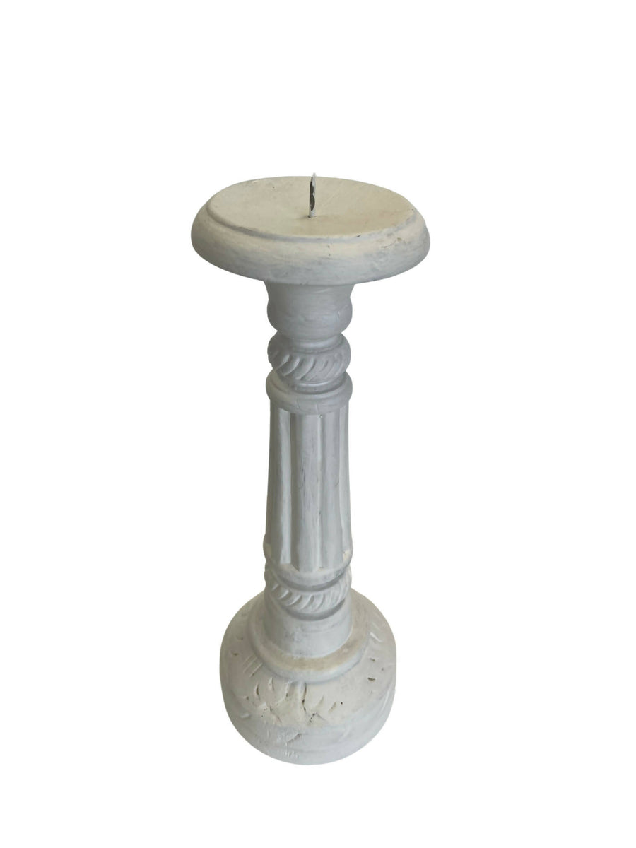 White Wooden Candle Pillar No 9 Hire
