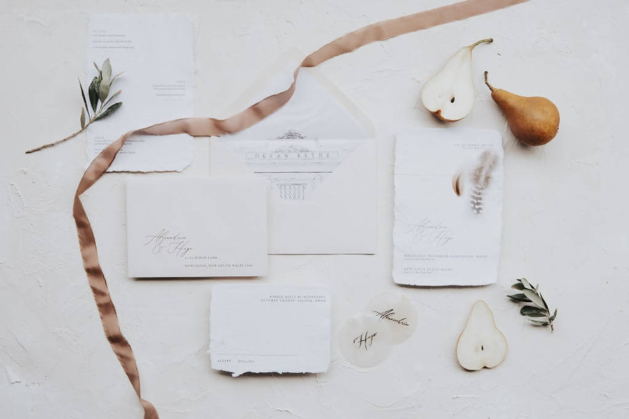 Wilson | Elegant traditional handmade paper wedding invitation suite