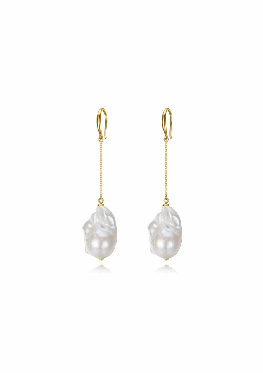 Gold pearl bridal earrings