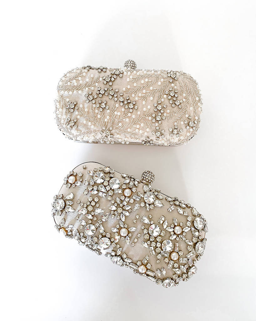 ALIRRA – Ivory Crystal Beaded Bridal Clutch