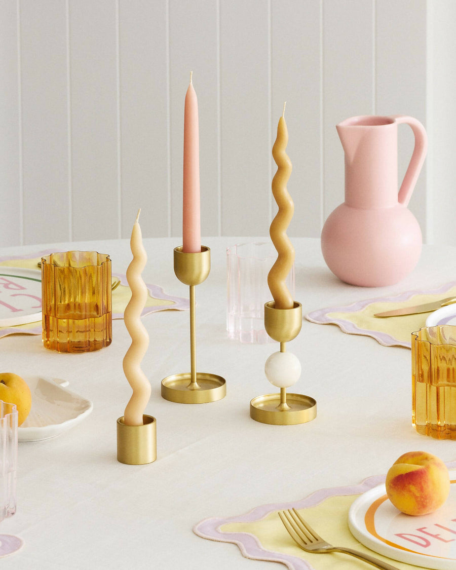Twinkling Taper Candle Set in Nude
