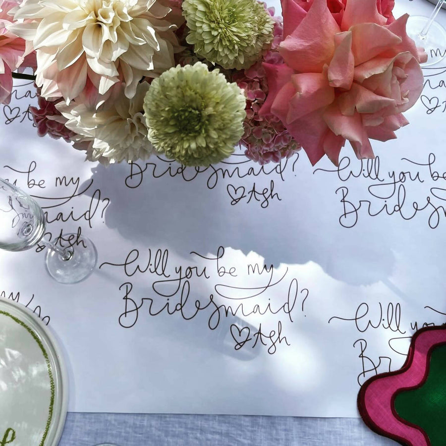 "Will You Be My Bridesmaid" Butchers Paper