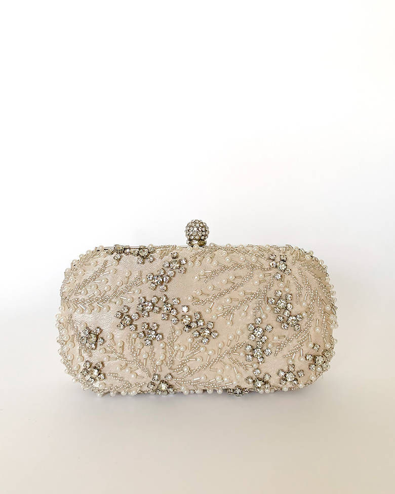 ALIRRA – Ivory Crystal Beaded Bridal Clutch