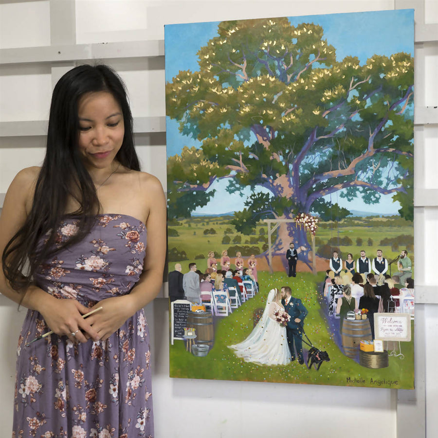 Live Wedding Painting - Gold Package - 24x36in - 60x90cm PLUS 8x8in painting gift
