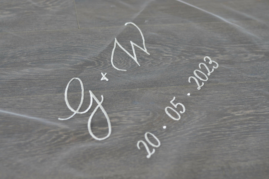 Personalised Wedding Veil with Initials and Wedding Date