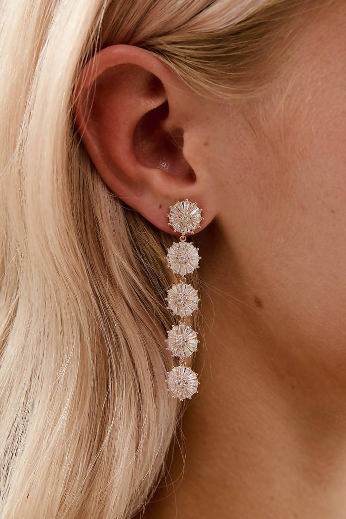 Zoey Bridal Floral Earrings - Rose Gold