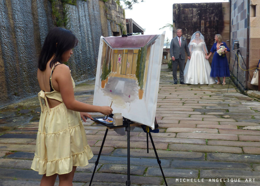 Live Wedding Painting - Gold Package - 24x36in - 60x90cm PLUS 8x8in painting gift