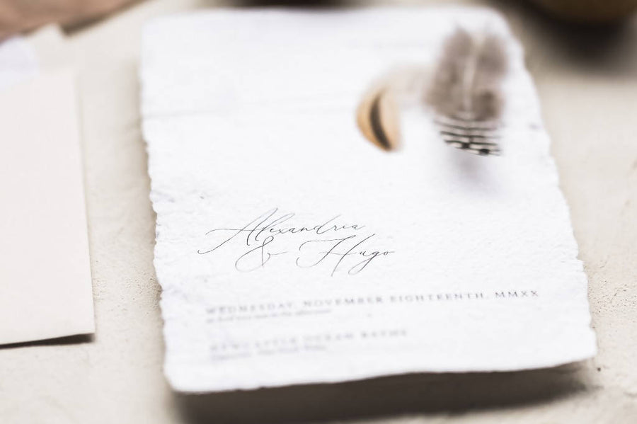 Wilson | Elegant traditional handmade paper wedding invitation suite