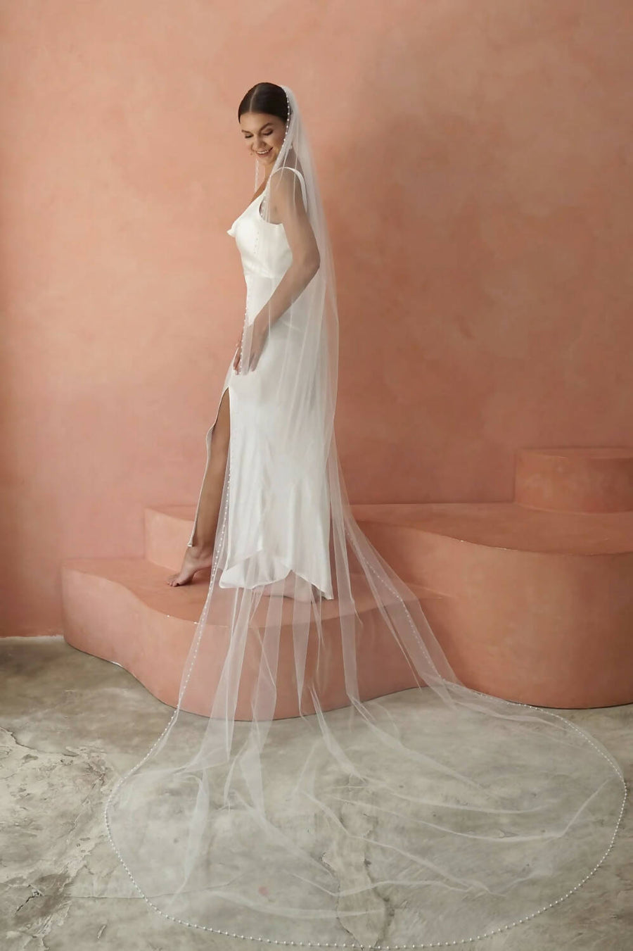 ODETTE I - One Tier Pearl Edge Veil