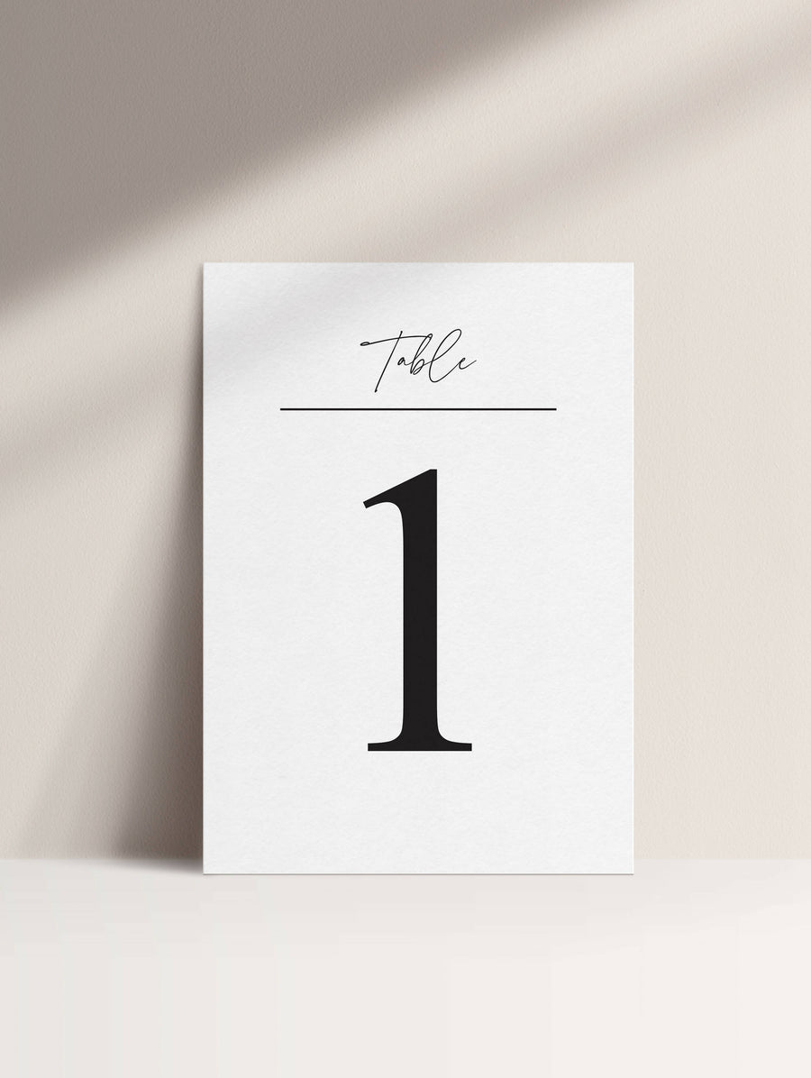 White Table Numbers A5 Hire
