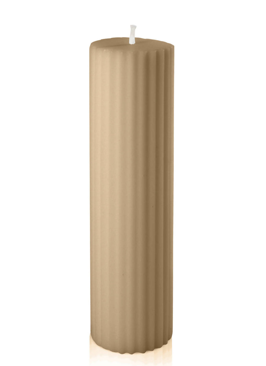 Toffee 5cm x 20cm Fluted Pillar Candle