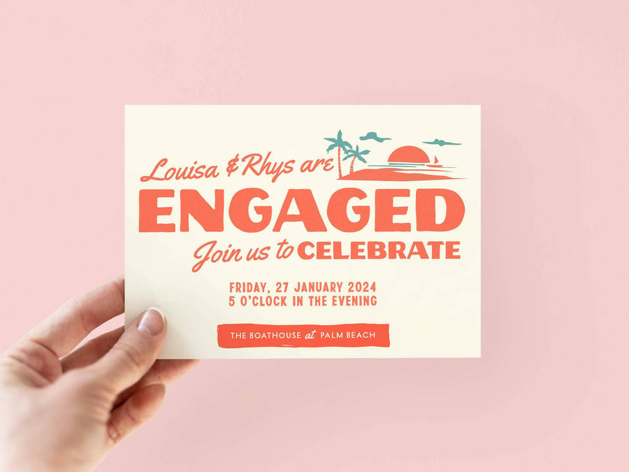 Vintage Vacay Engagement Invitation