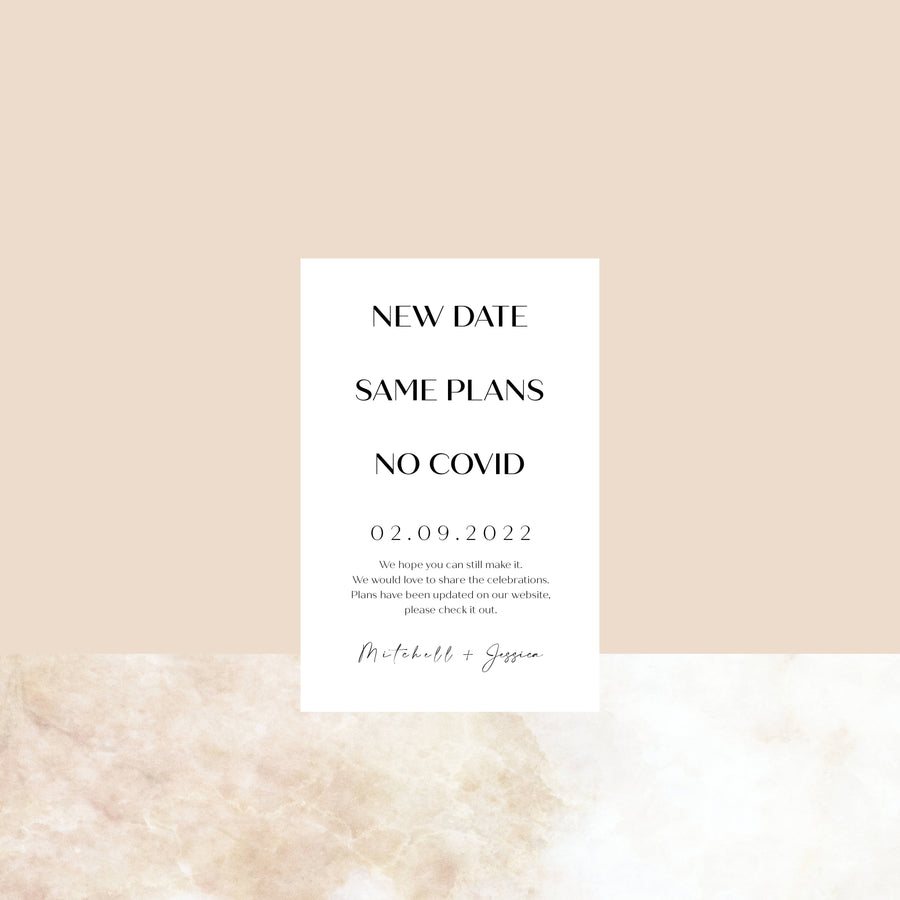Postponed Wedding Card - Save our NEW Date!