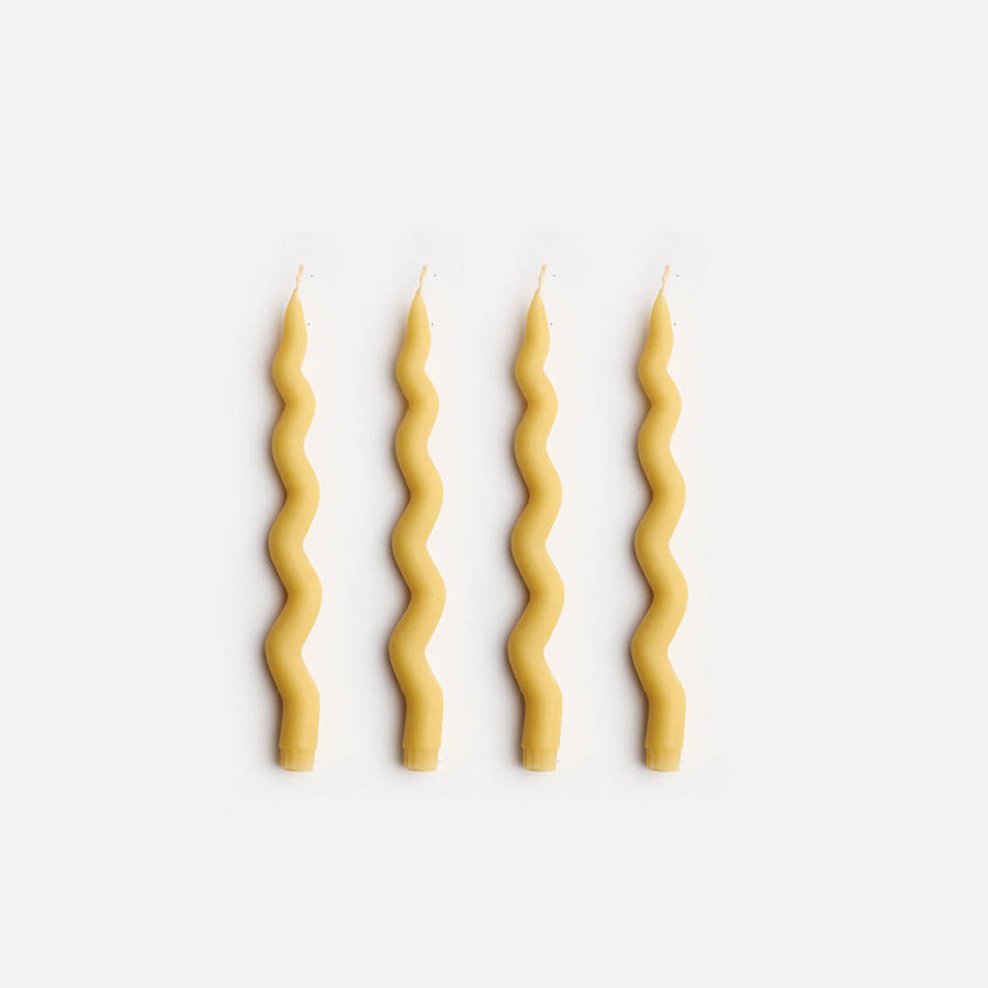 Wavy Taper Candle Set in Pure Beeswax