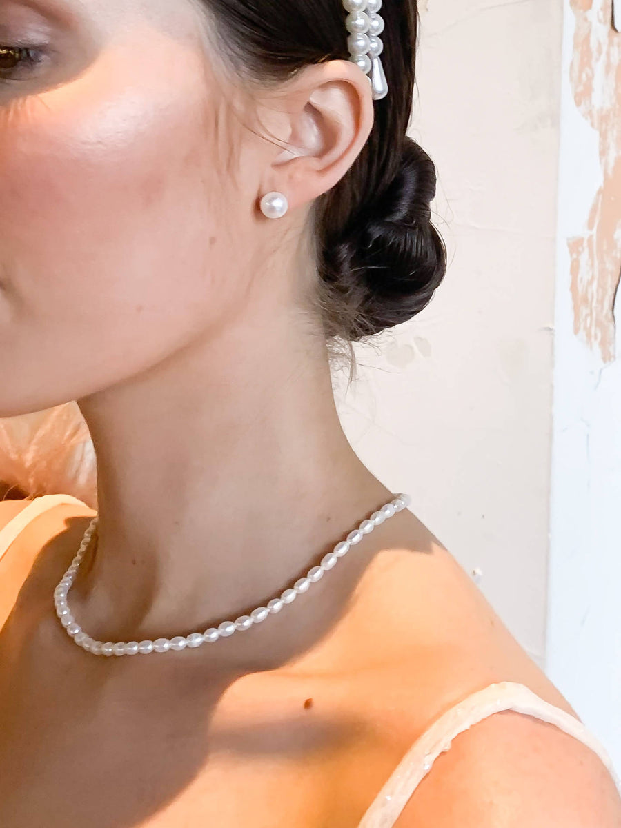 SÁL – Freshwater Pearl 925 Sterling Silver Stud Earrings