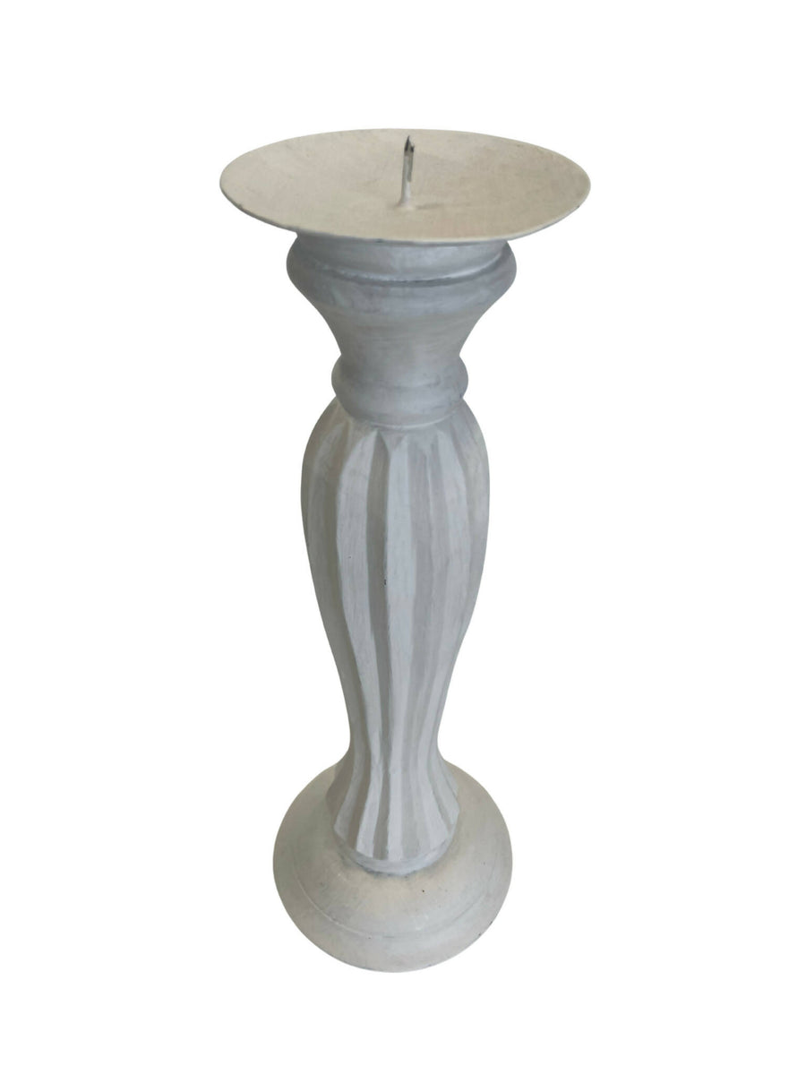 White Wooden Candle Pillar No 7 Hire