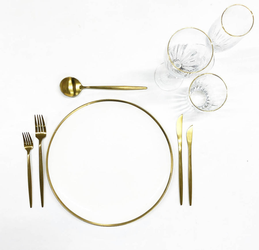 WHITE & GOLD - CONTEMPORARY CHARGER PACKAGE - Hire