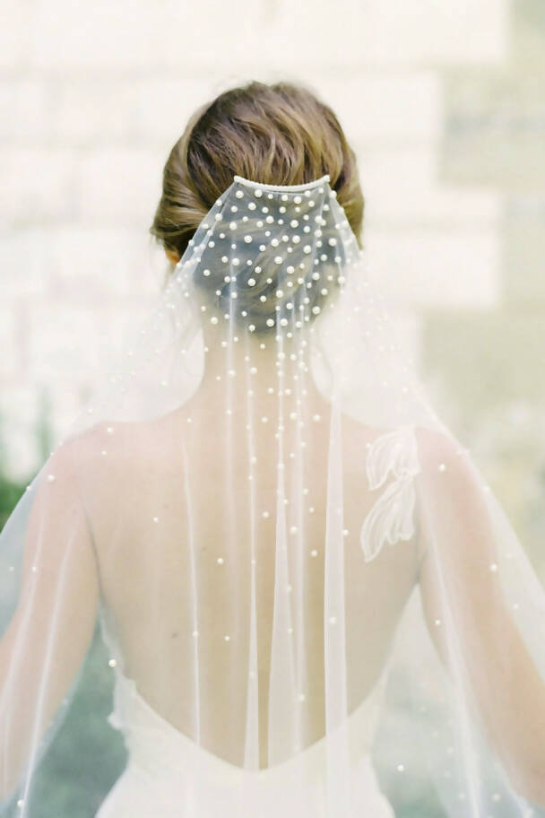 MATHILDE | One Tier Veil with Pearls