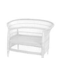 White Malawi Love Seat and Ribbed Side Table Signing Set Up