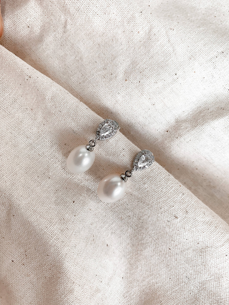Mary – Freshwater Pearl Drop Earrings 925 Sterling Silver