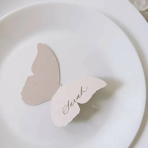 Butterfly Shaped Place Cards with Calligraphy