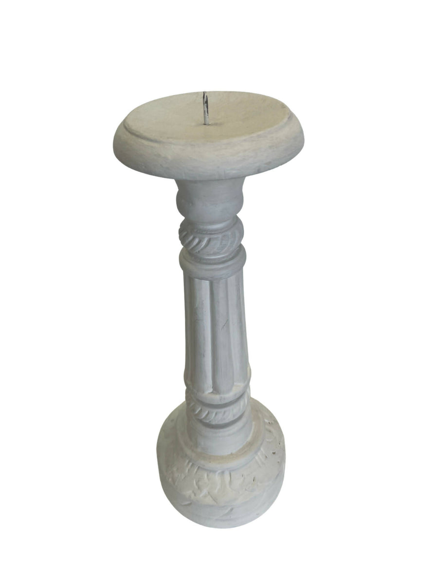 White Wooden Candle Pillar No 4 Hire