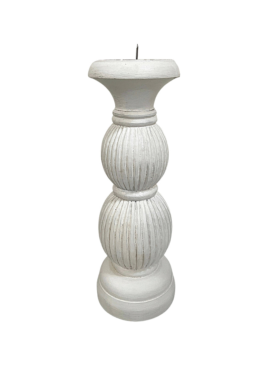 White Wooden Candle Pillar No 6 Hire