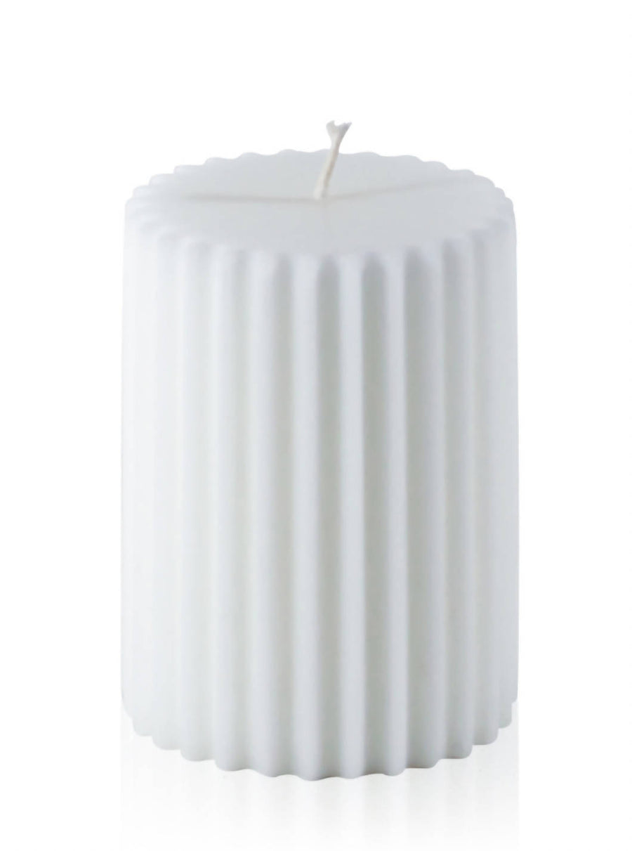 White 7cm x 10cm Fluted Pillar Candle