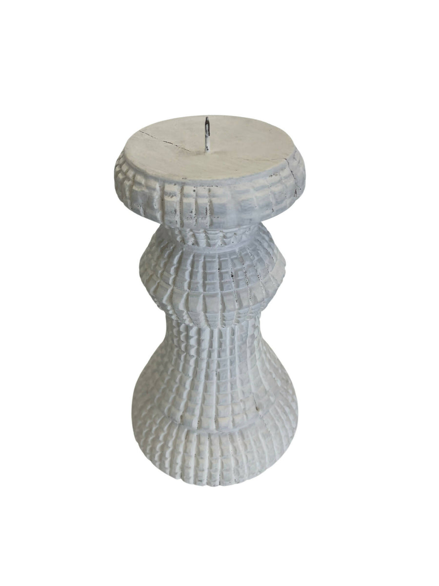 White Wooden Candle Pillar No 13 Hire