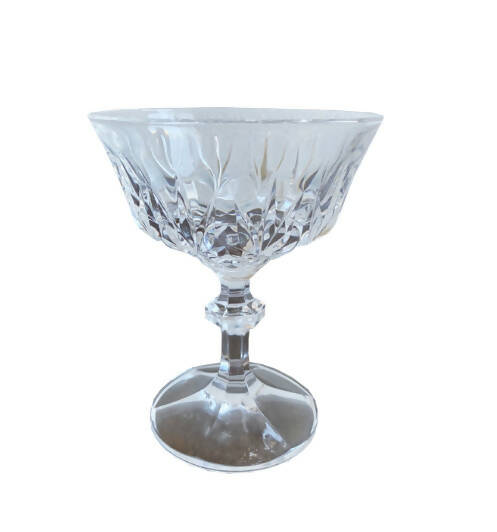 Mixed Matched Antique Crystal Cut Champagne Coupe Hire