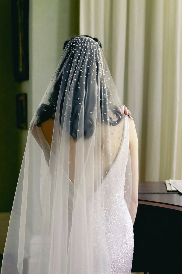 MATHILDE | One Tier Veil with Pearls